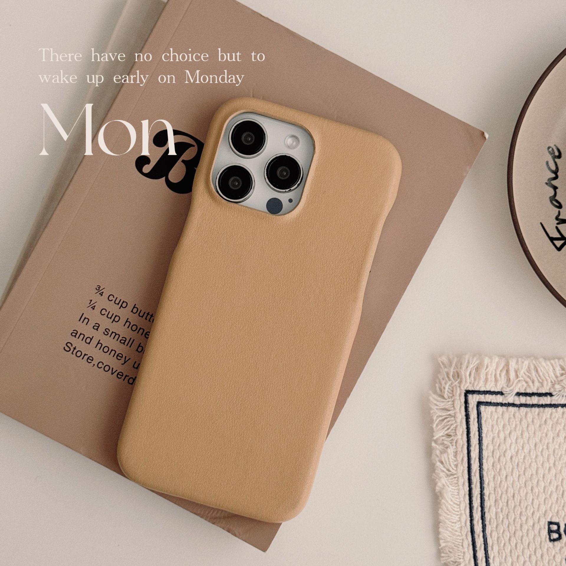 Retro Leather Solid Color Phone Case