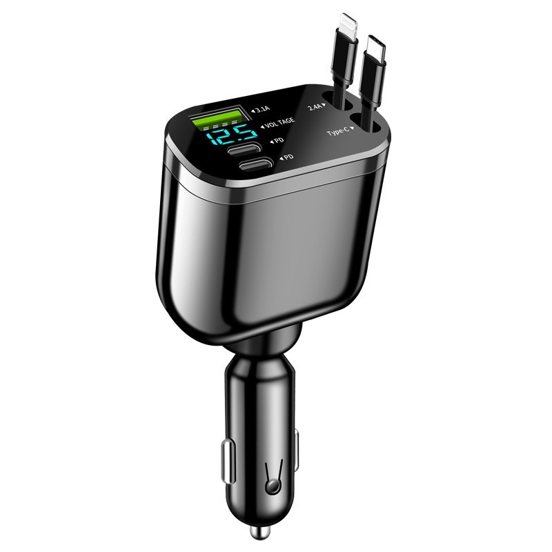 Cigarette Lighter Folding Double Flexible Wire Car Charger
