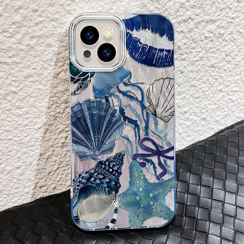 Coral Shell Drop-resistant Large Hole Feather Yarn Phone Case