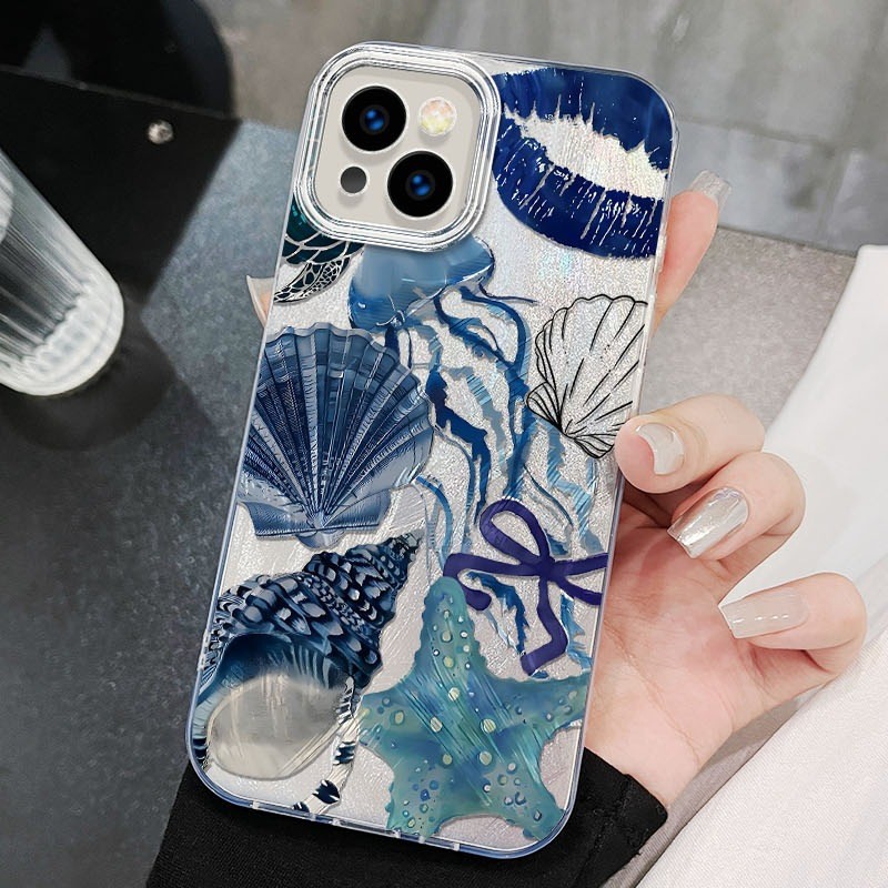 Coral Shell Drop-resistant Large Hole Feather Yarn Phone Case