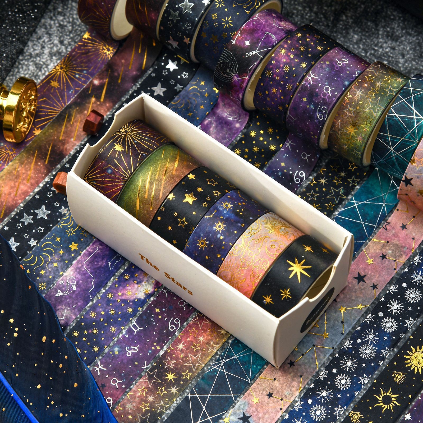 Starry Sky Slice Mysterious Star Moon SUNFLOWER Diy Popular Fireworks Tape