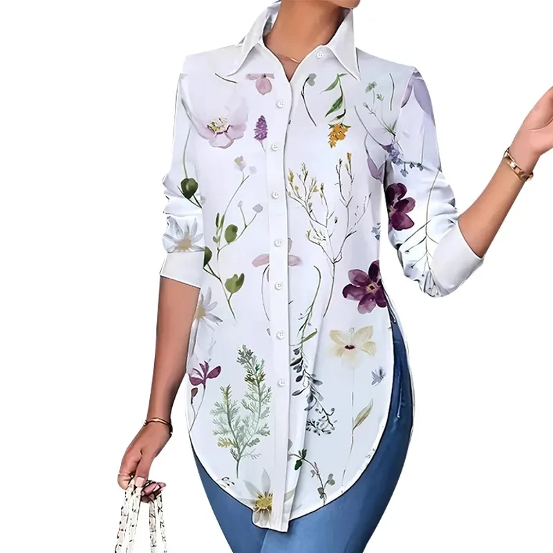 Leisure Vacation Elegant Flowers Printed Shirt Top
