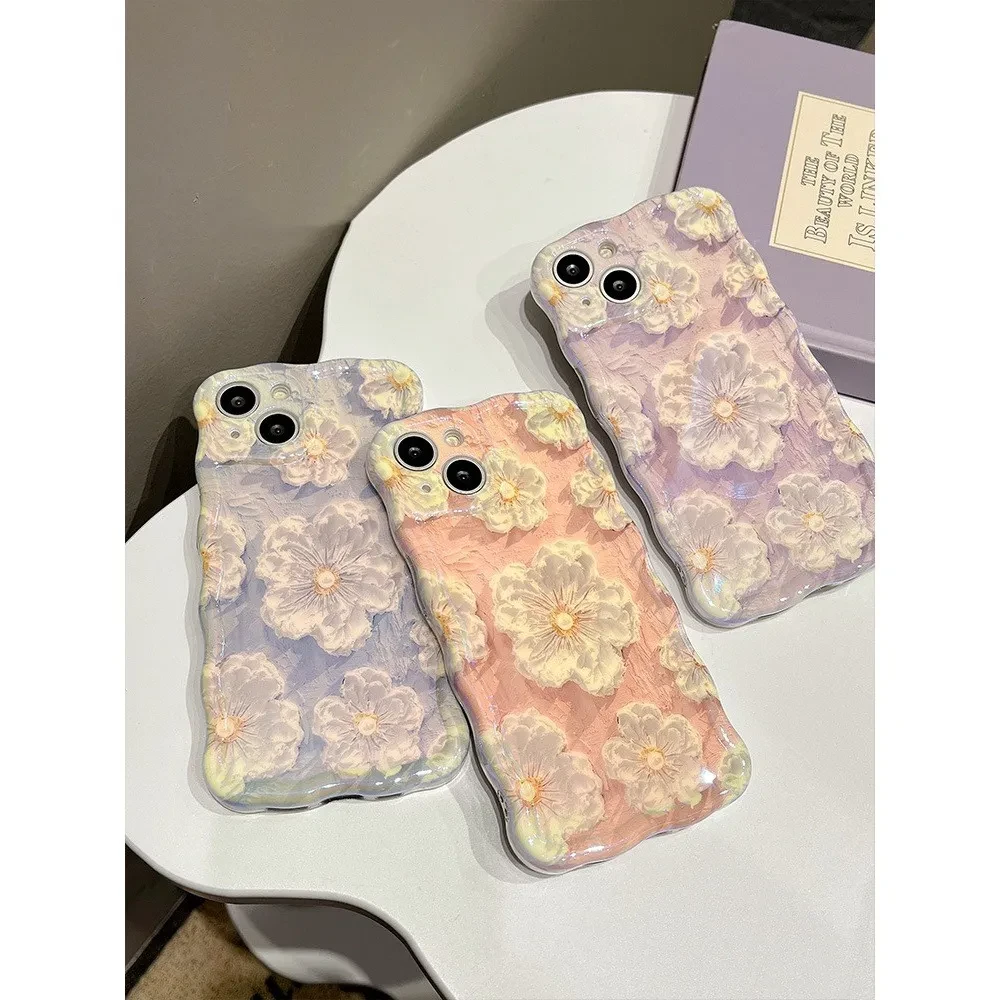 Blue Light Oil Painting Flowers Phone Case
