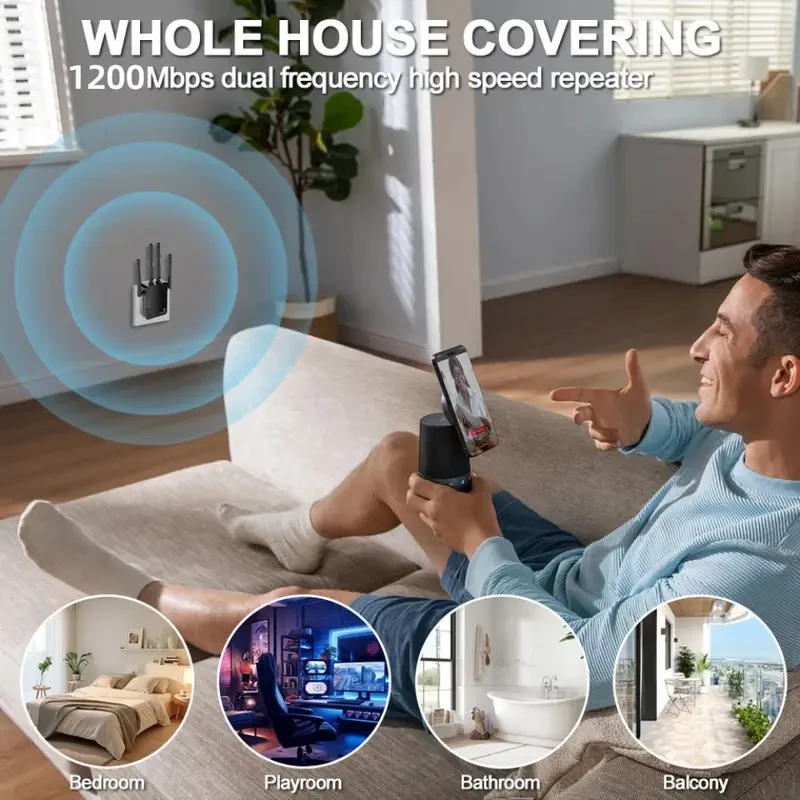 Dual Band WiFi Extender  High-Speed Signal Booster