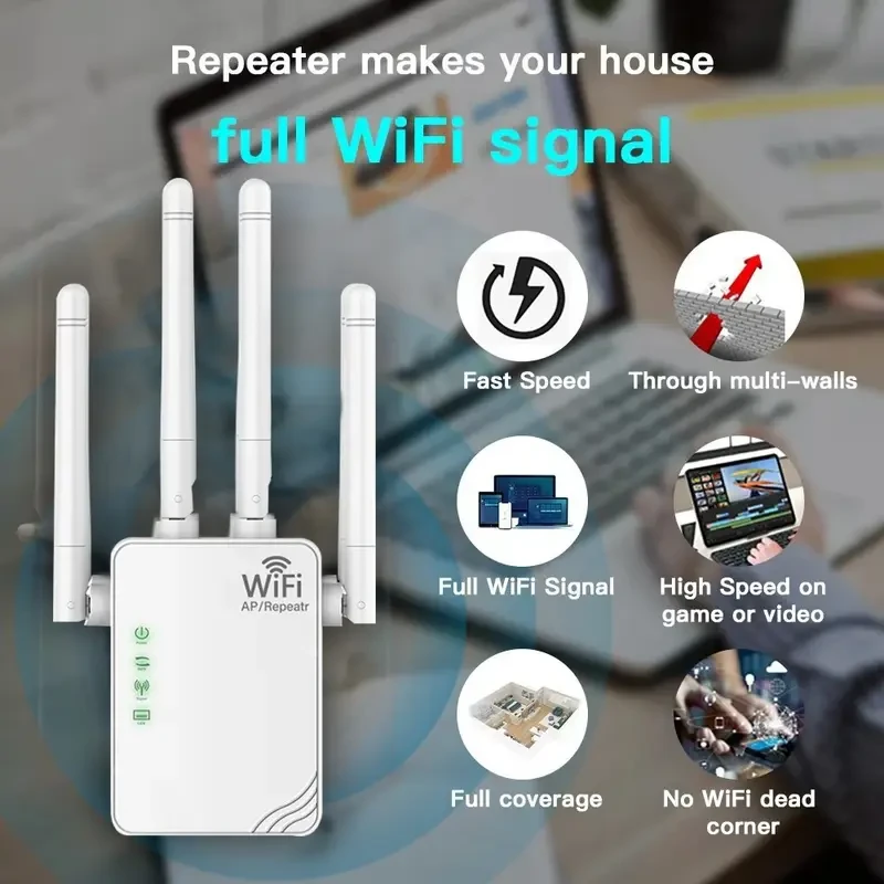 300Mbps WiFi Extender - High-Speed Booster
