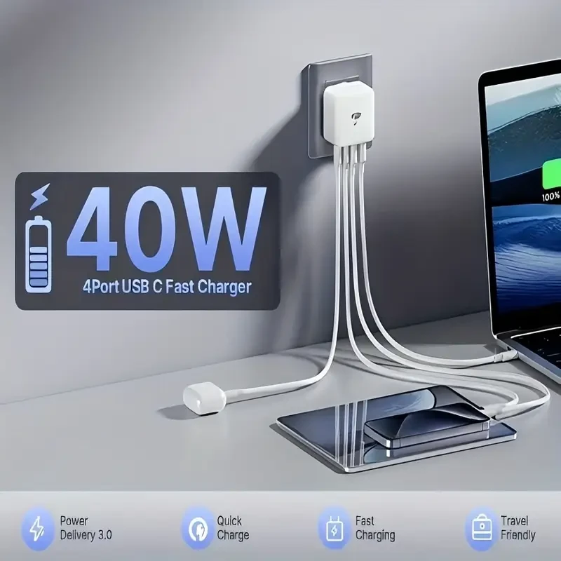 AU Plug 4-in-1 USB Charger Block