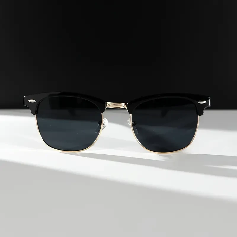 Vintage-Inspired Men's Fashion Glasses - Semi-Rimless Metal Frame