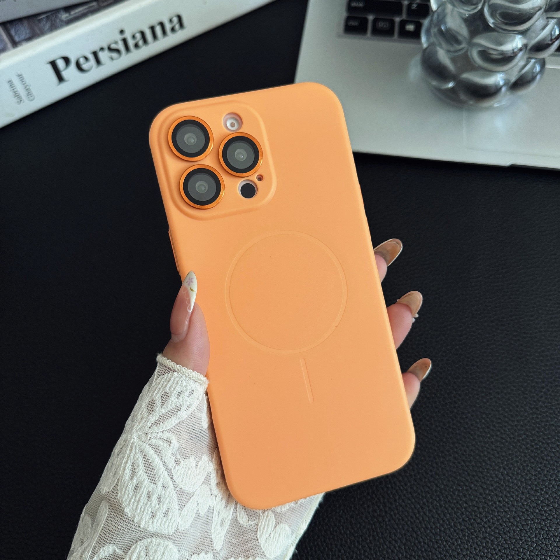 Solid Color Liquid Silicone Magnetic Phone Case