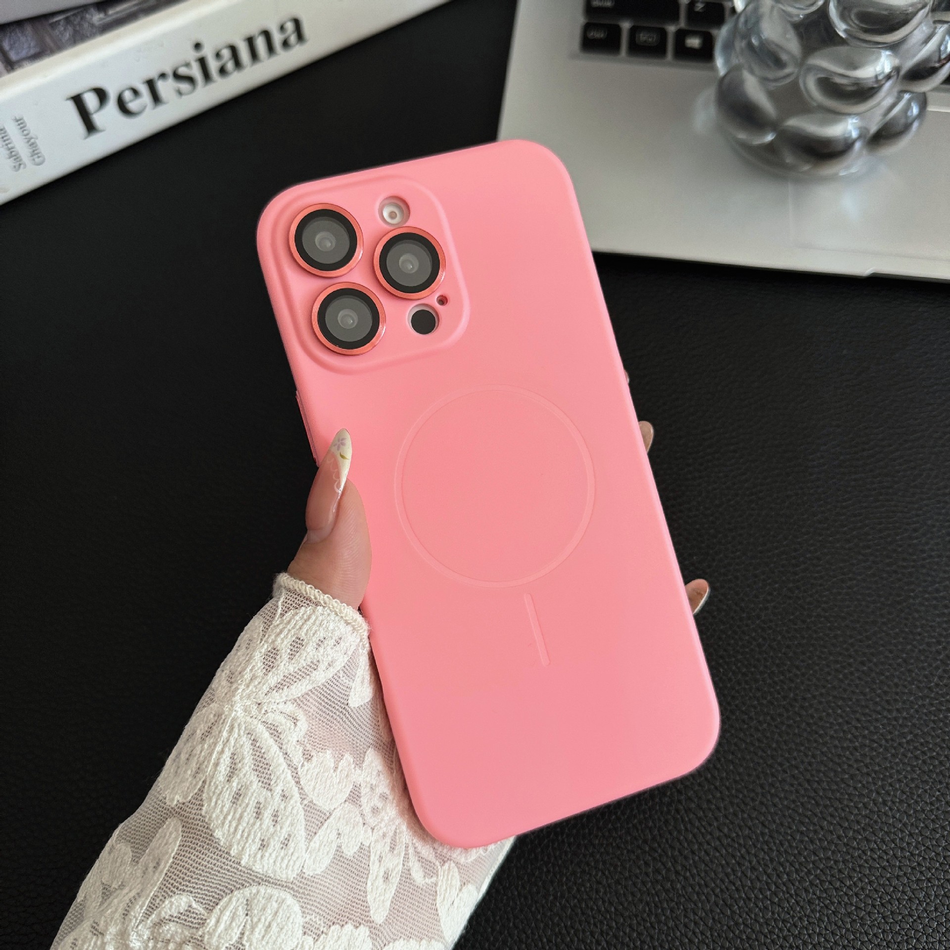 Solid Color Liquid Silicone Magnetic Phone Case