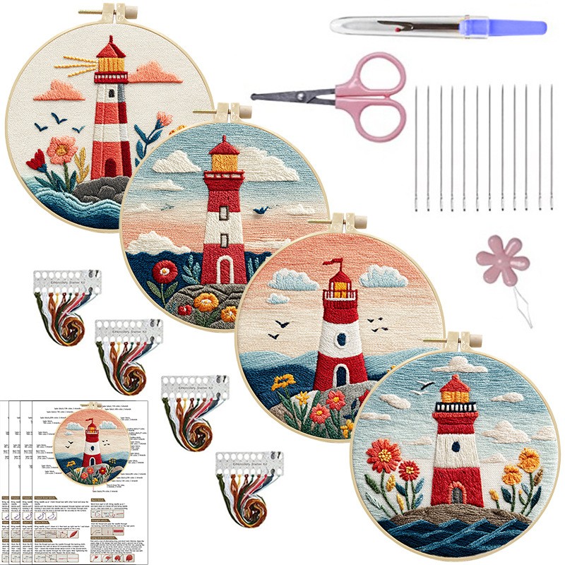 Sea Lighthouse Diy Embroidery Handmade Cloth Art Material Kit Kit
