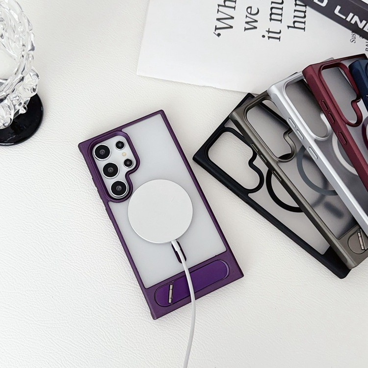 Folding Metal Bracket Phone Case Magnetic Skin Feeling