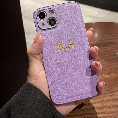 Personalized Gold-embossed Name Luxury Leather Phone Case