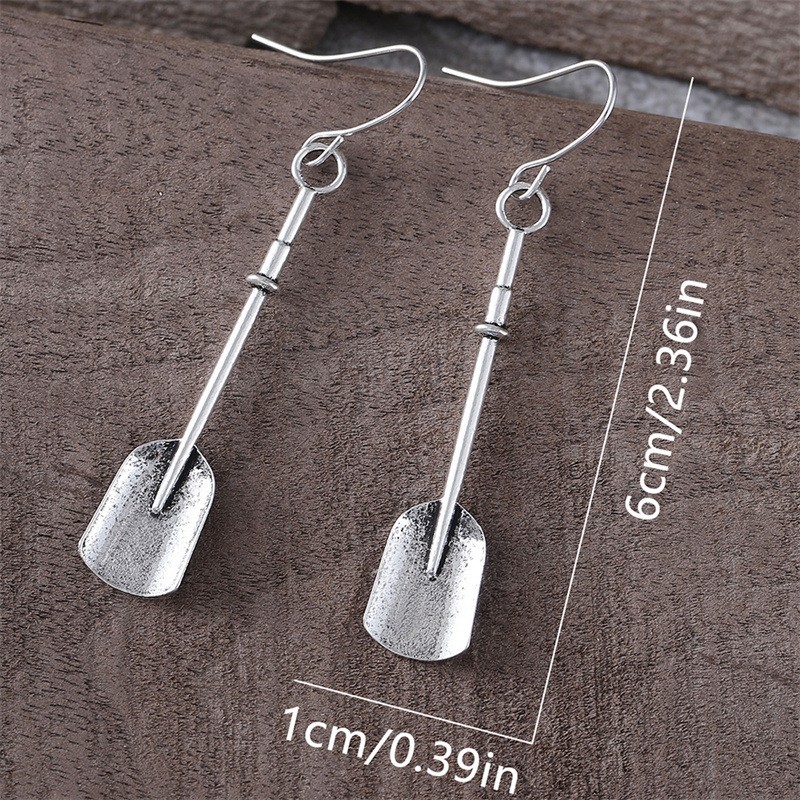 Retro Personalized Shovel Long Earrings Creative Ethnic Style Ancient Silver Alloy