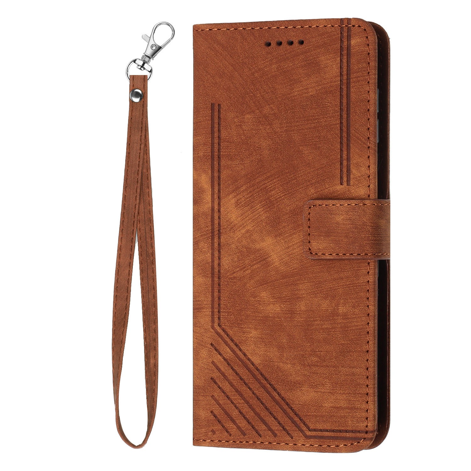 Leather Case Skin Frosted Striped Card Wallet Crossbody Rope