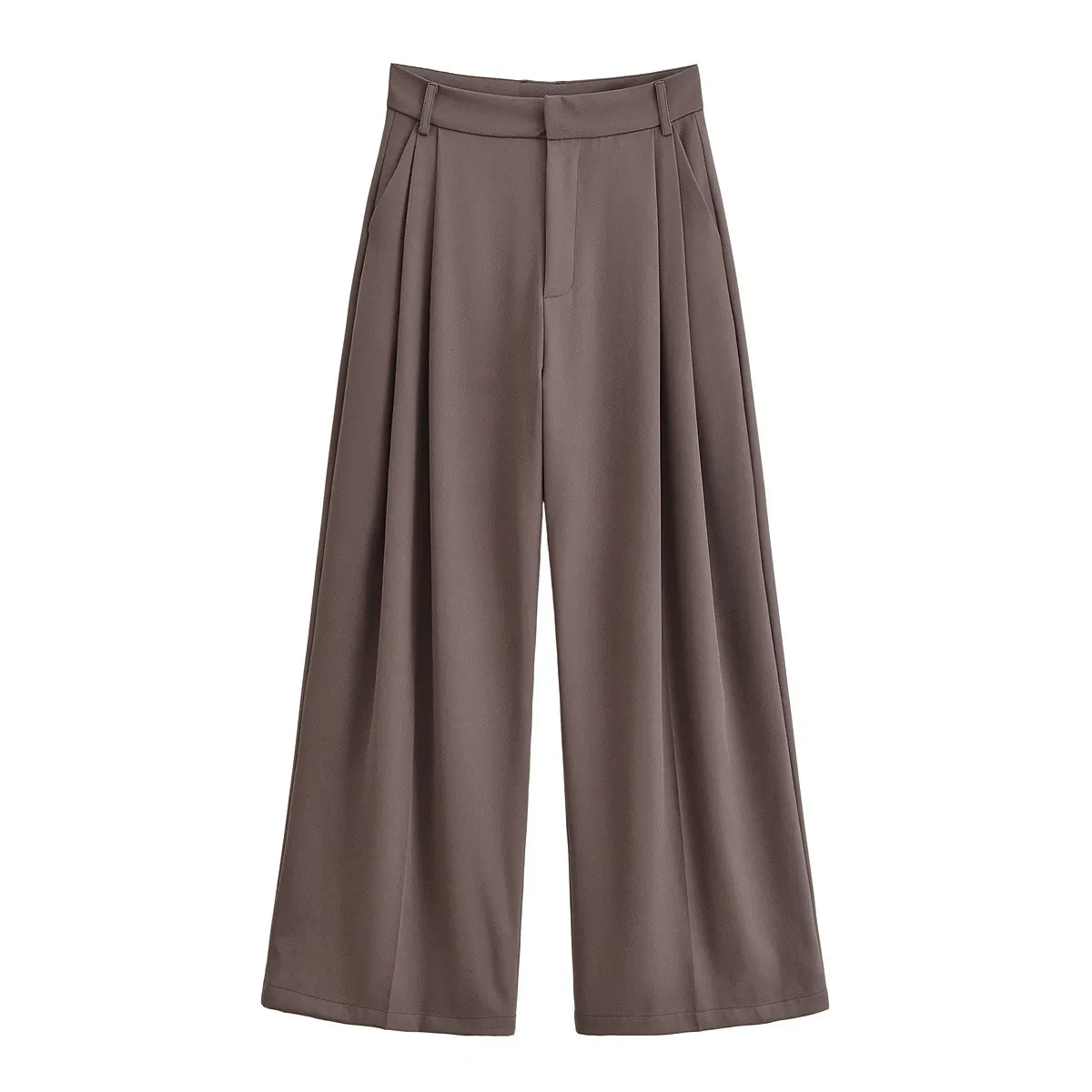 Wool Pleated High Waisted Buckle Trousers