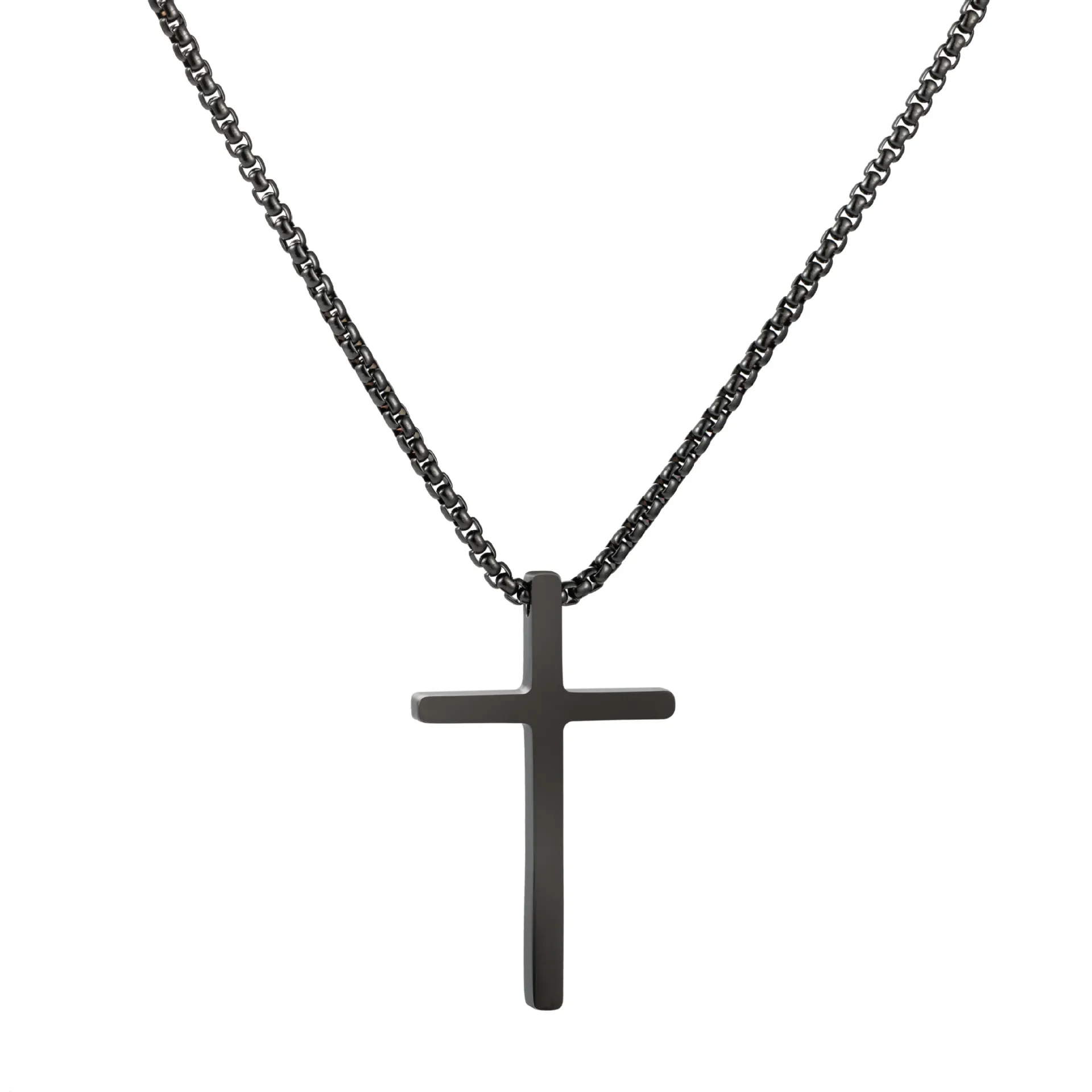 Gold-Tone Cross Curb Chain Necklace