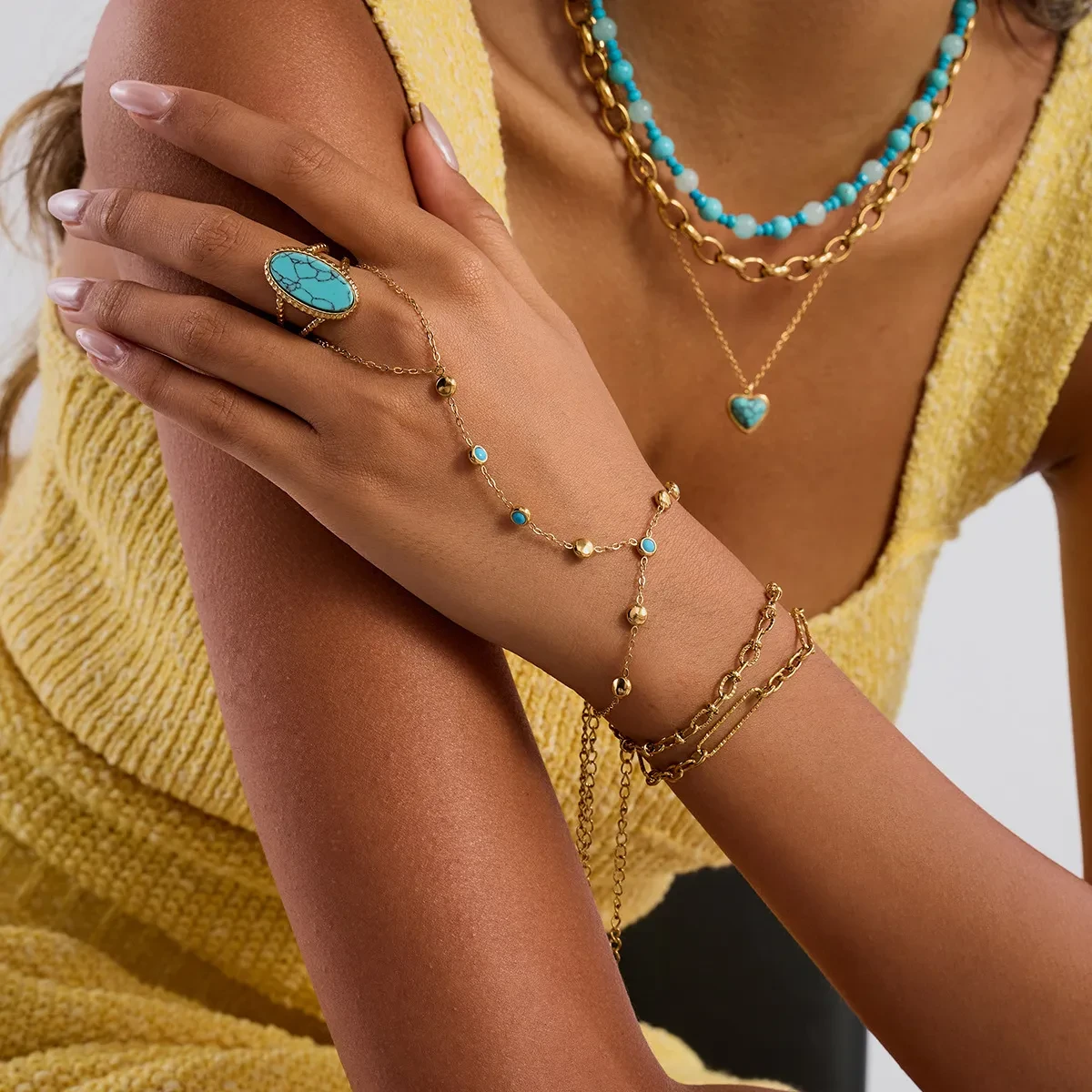 Luxury Oval Turquoise Tiger's Eye Ring