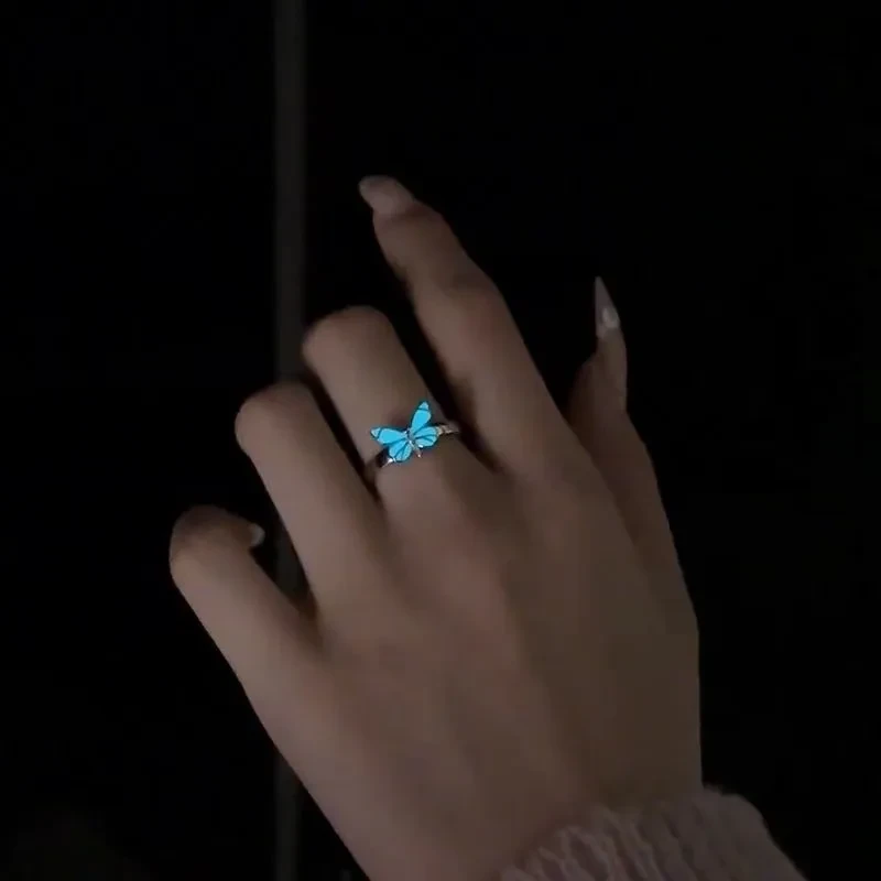 Luminous Dream Blue Butterfly Ring