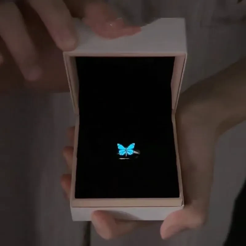 Luminous Dream Blue Butterfly Ring