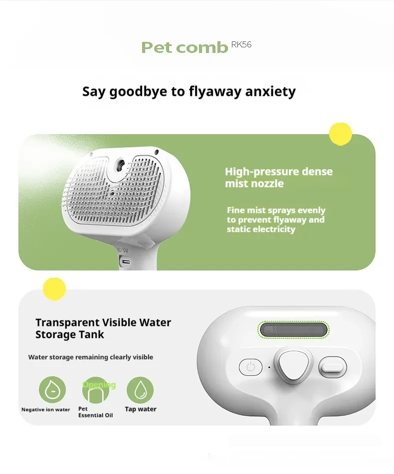 Premium Pet Brush with Steam Function