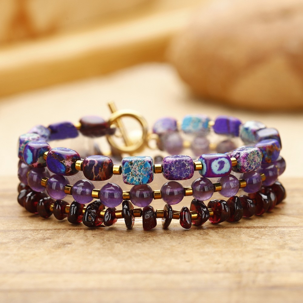 Amethyst Round Beads Stone Bracelet