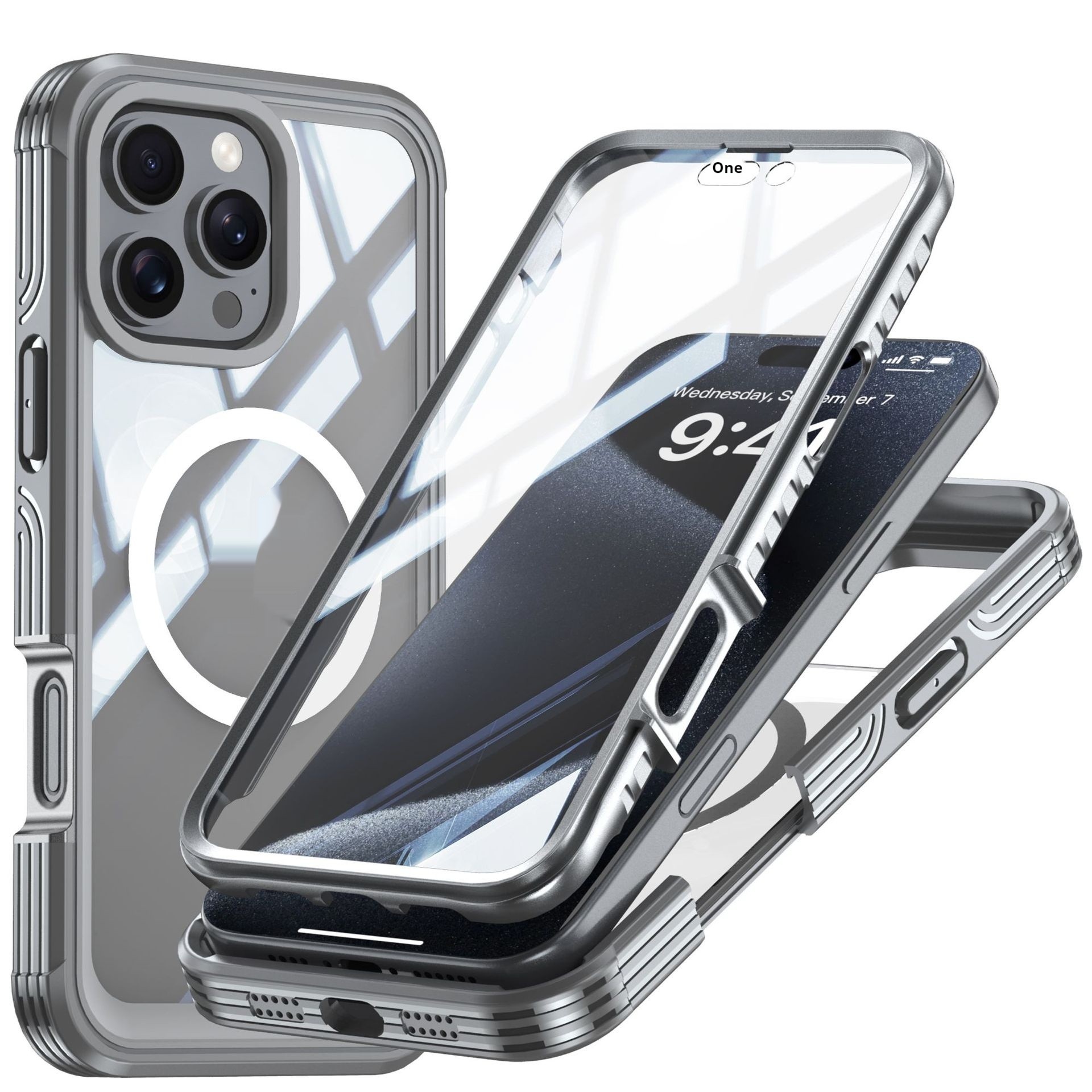 Applicable To Transparent Three-proof Phone Case Magnetic Outdoor Anti-fall Shell