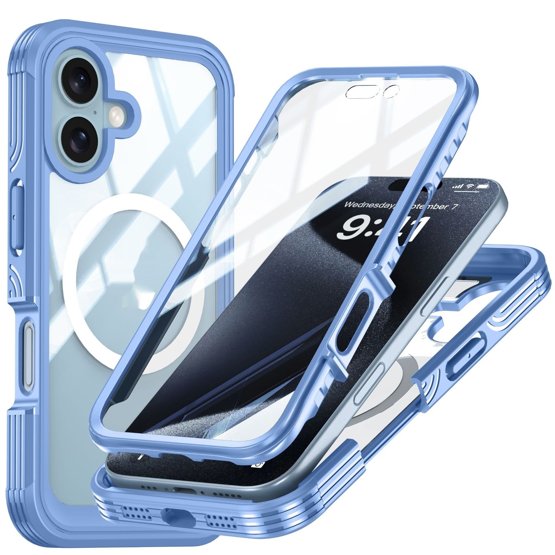 Applicable To Transparent Three-proof Phone Case Magnetic Outdoor Anti-fall Shell
