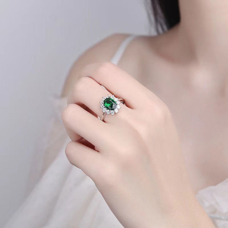 Blue Moissanite Women's Ring All-matching
