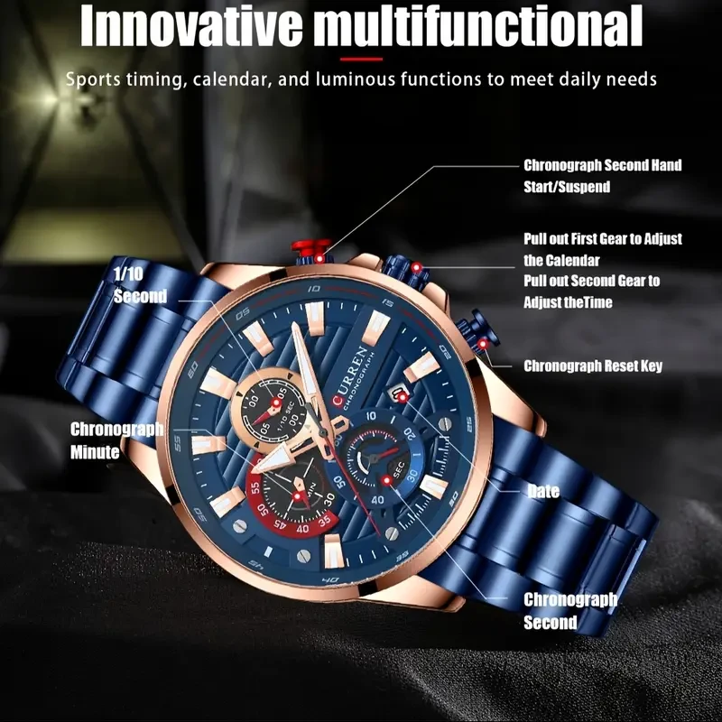 CURREN Luxury Stainless Steel Watch