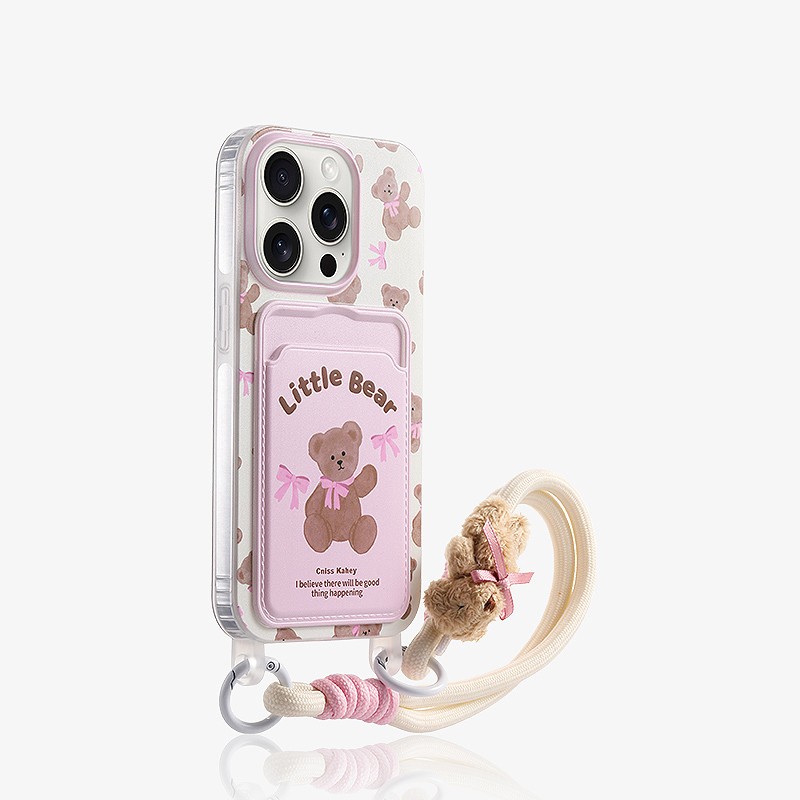 Fashion Graffiti Bear Card Holder Phone Case