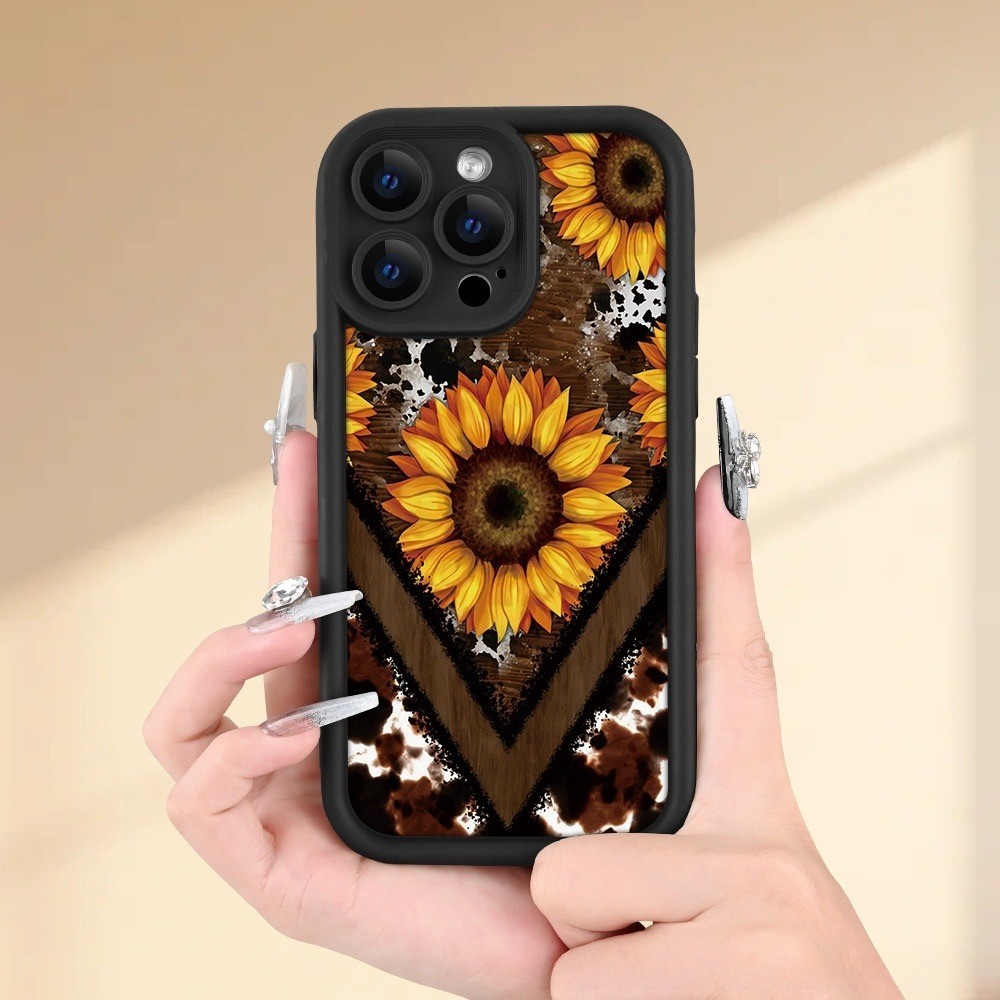 Personalized Leopard Print Sunflower Silicone Phone Case