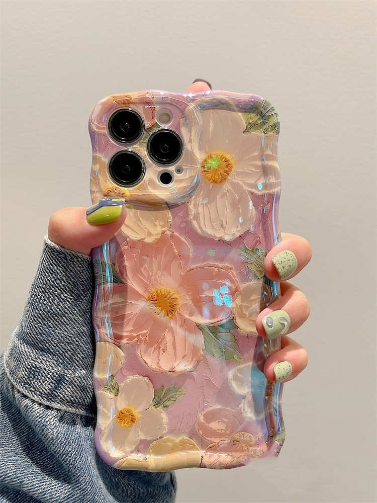 Silicone Drop-resistant Oil Painting Flower Phone Case