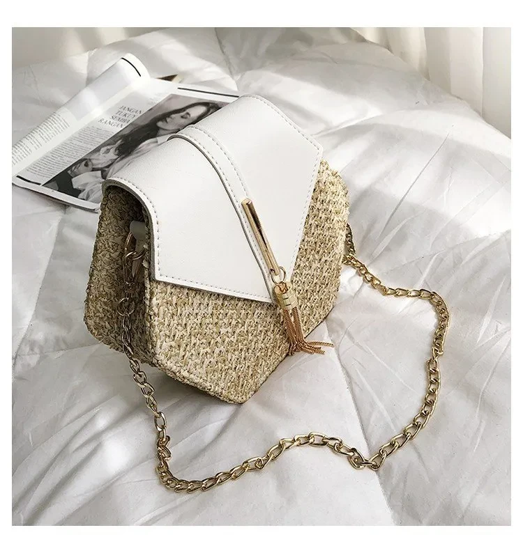 Crossbody single shoulder chain fringed pouch