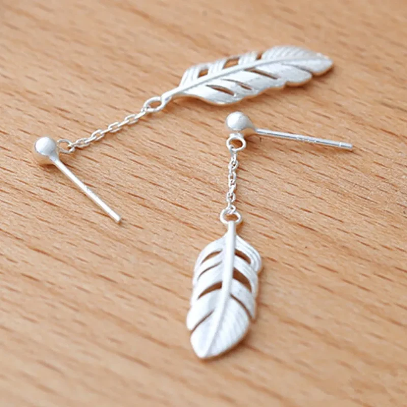 Fashion Sweet Feather Tassel Long Earrings