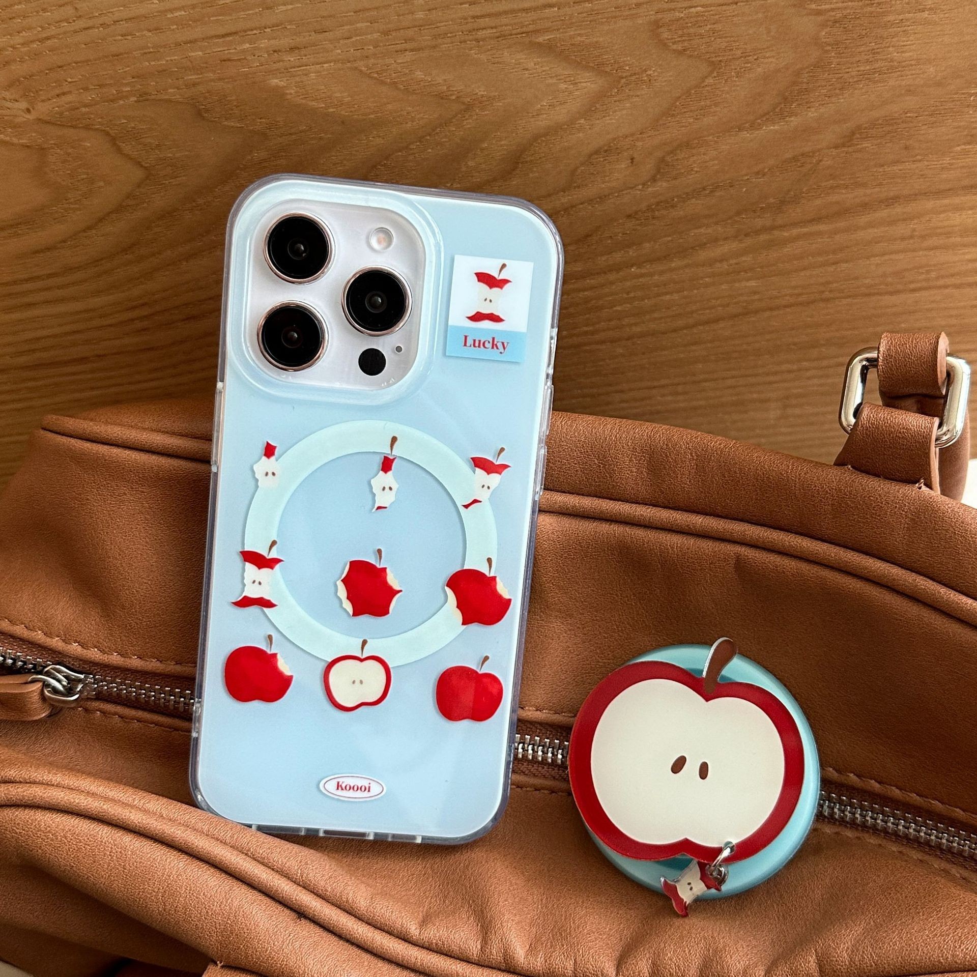 Simple Blue Background Magnetic Pendant Phone Case