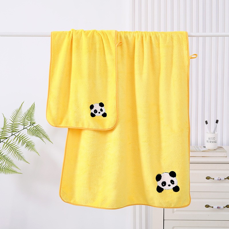 Coral Velvet Panda Embroidery Covers Soft And Absorbent