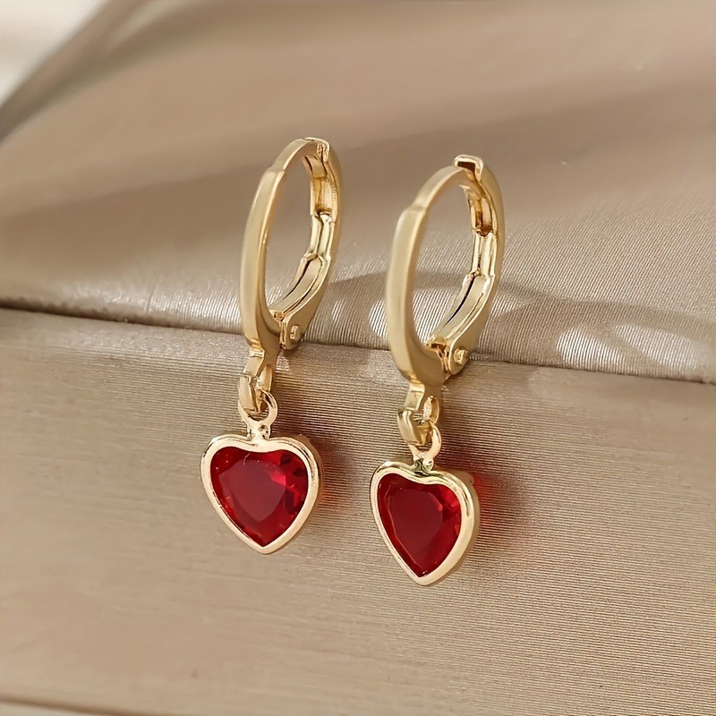 Elegant Colorful Heart-shaped Zircon Earrings Earrings All-match Earrings Women