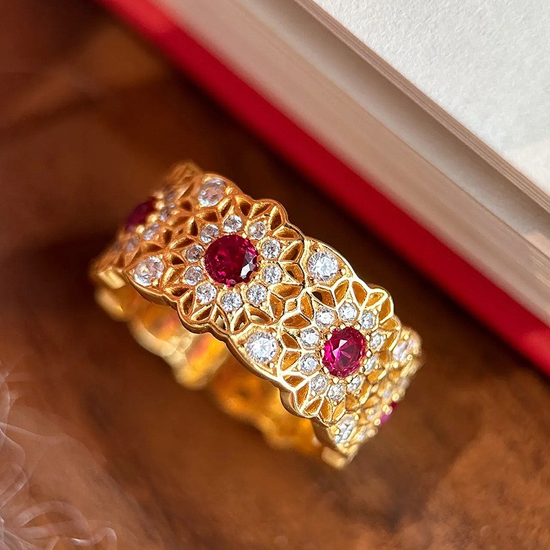French Retro Rose Window Ring For Women