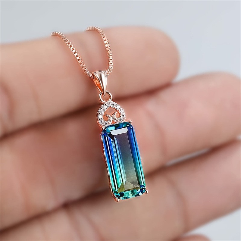 Light Extravagant Love Heart Diamond Square Pendant Necklace