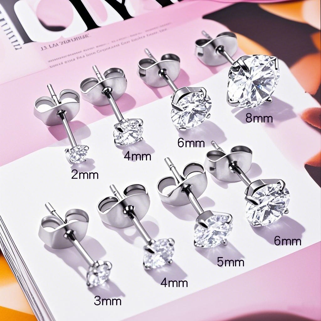Butterfly Clasp Four-claw Inlaid Zircon Ear Studs