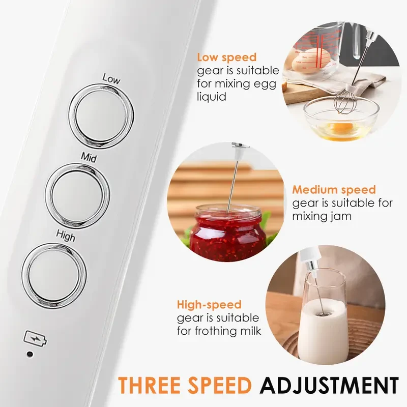 Rechargeable Milk Frother 3-in-1