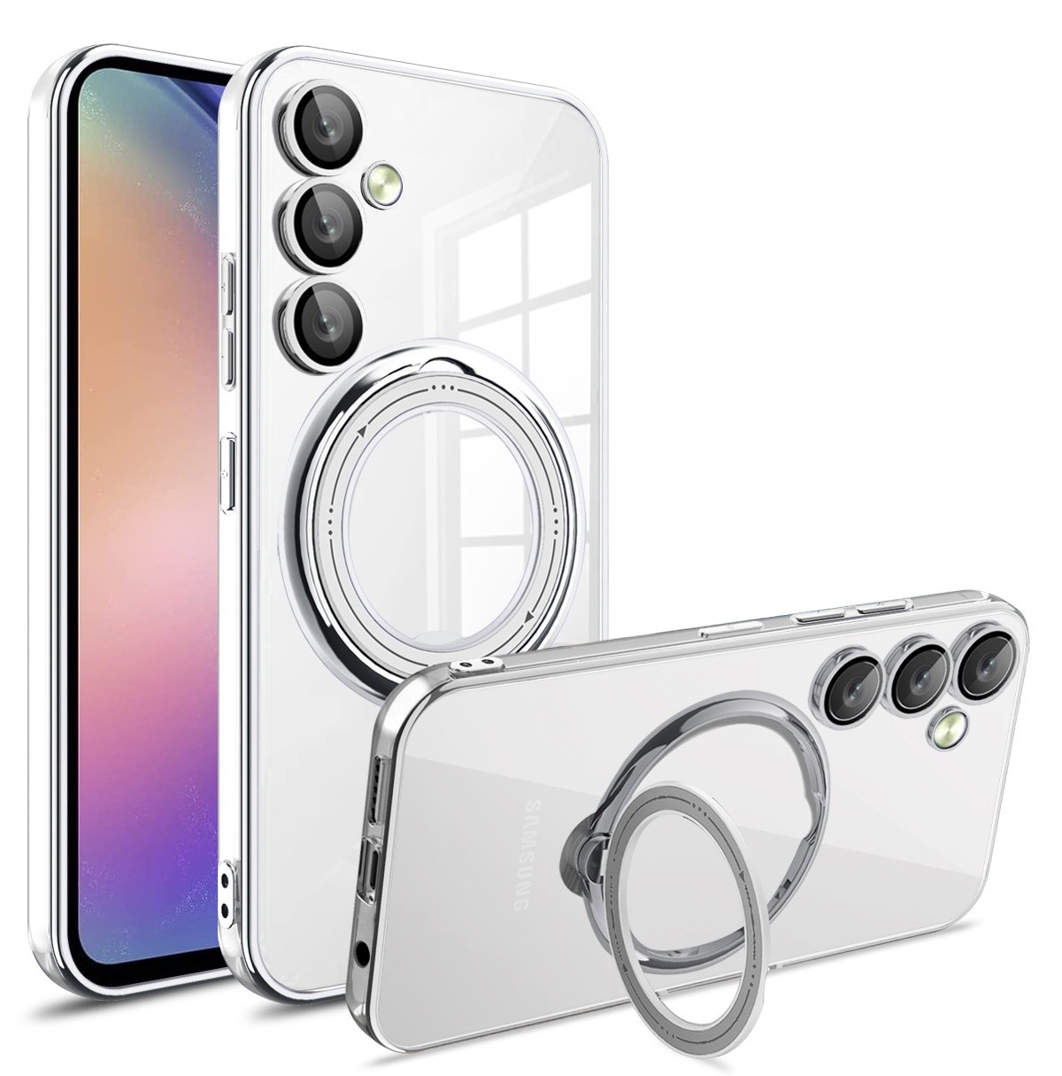 Electroplating Transparent Phone Case Bright Shield Magnetic Suction