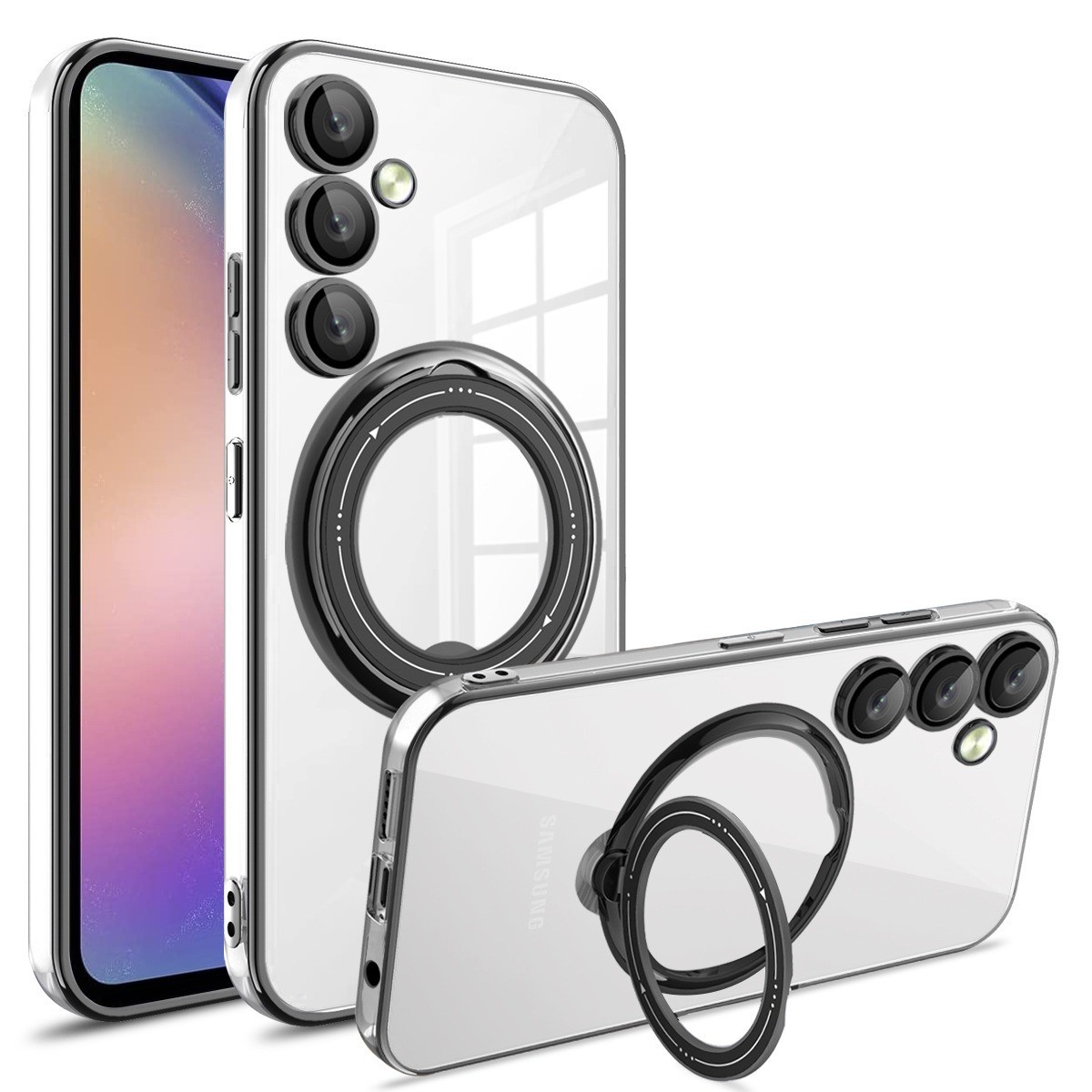 Electroplating Transparent Phone Case Bright Shield Magnetic Suction