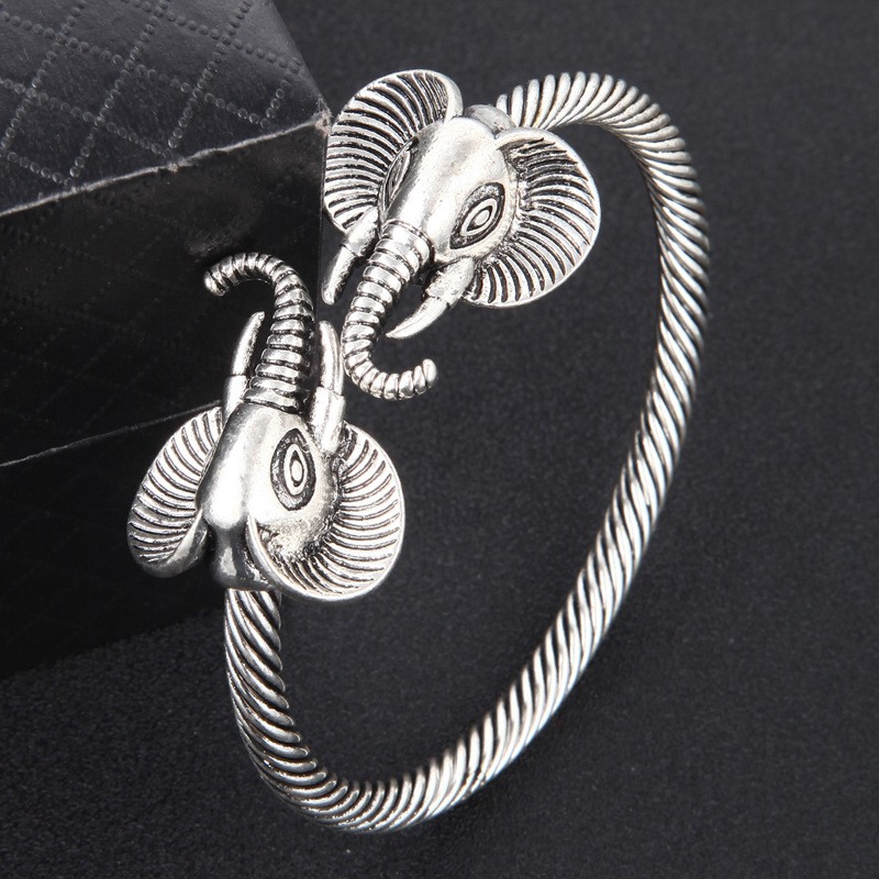 Retro Simple Elephant Open Men's Bracelet