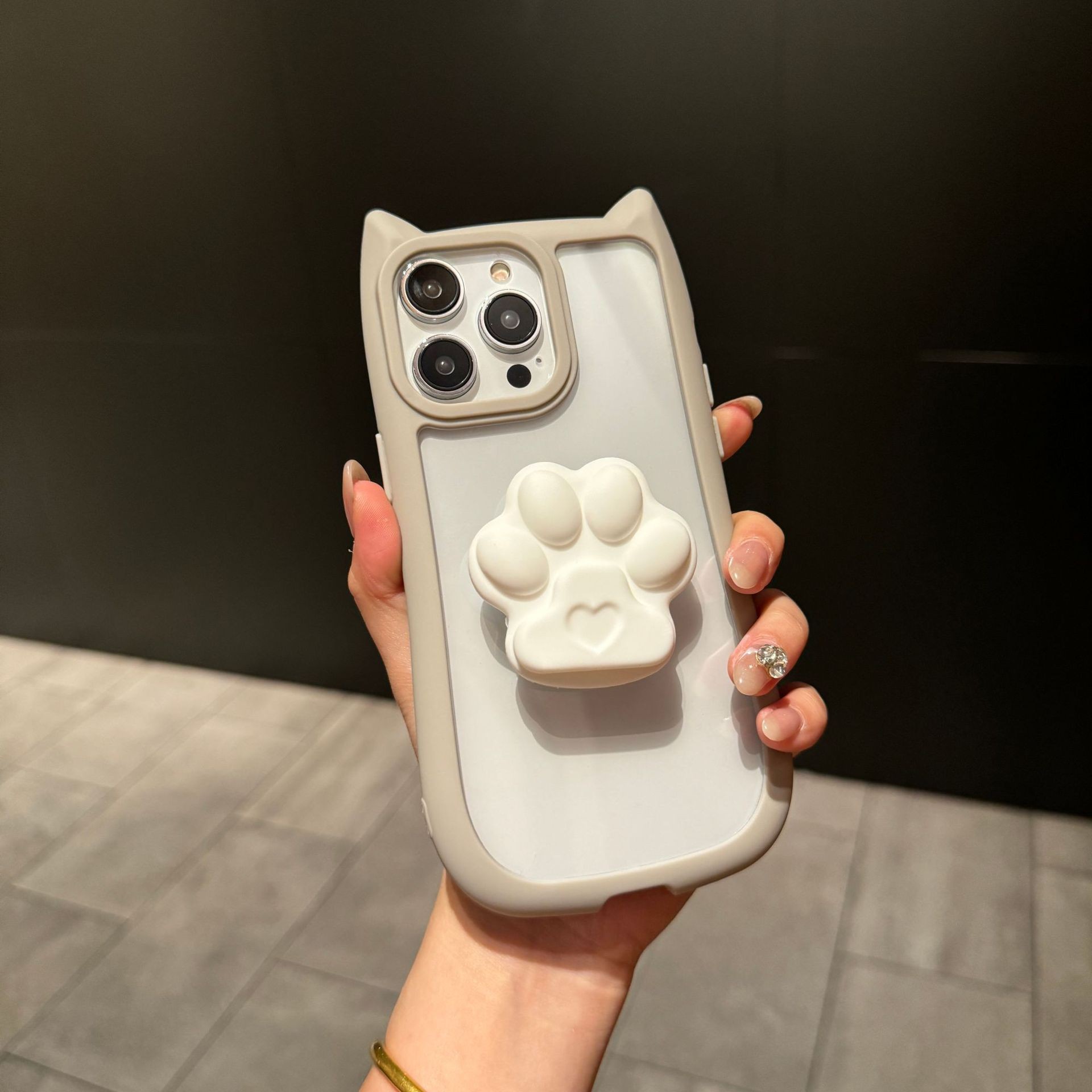 Cute Three-dimensional Cat Ears Transparent Phone Case