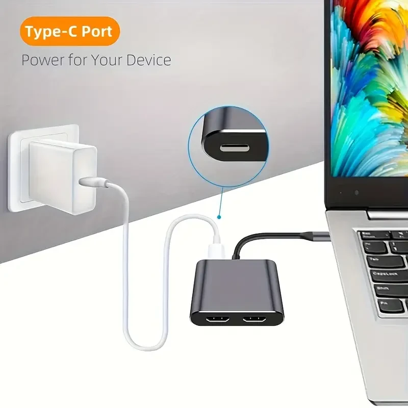 Type-C to Dual HDTV Adapter 4-in-1 Docking Station