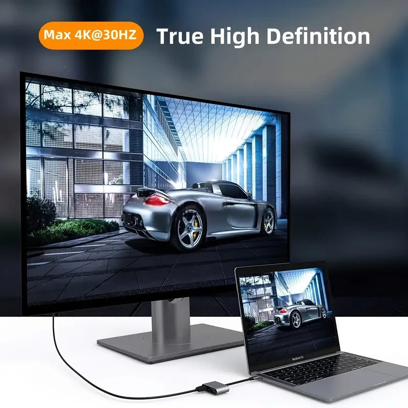 Type-C to Dual HDTV Adapter 4-in-1 Docking Station