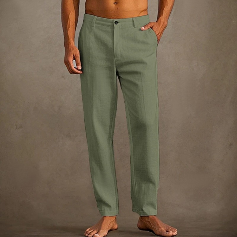 Men's Linen Beach Diagonal Pocket Cool Comfortable Breathable Skinny Pants