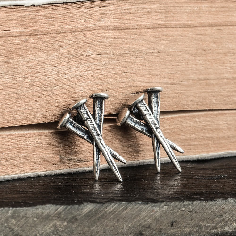 S925 Sterling Silver Nail Ear Studs Earrings Punk