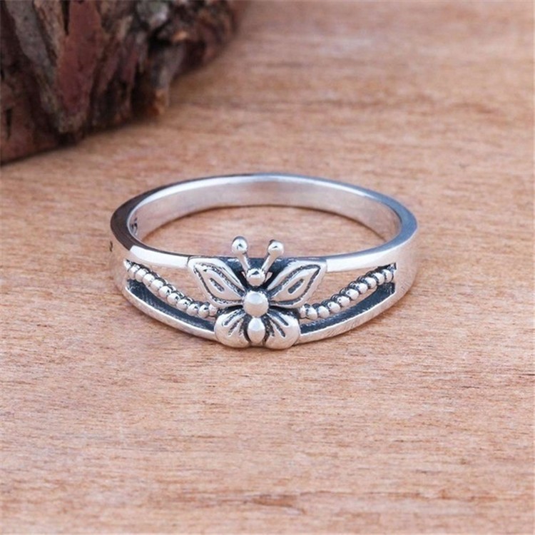 925 Thai Silver Butterfly Ring Entry Lux Women Vintage Ornament